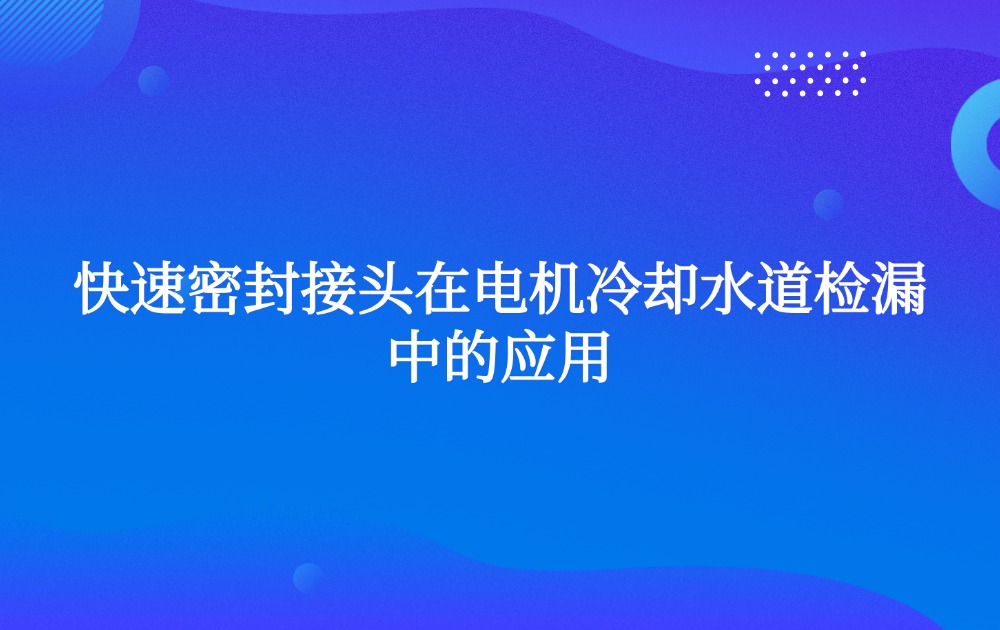 快速密封接头在电机冷却水道检漏中的应用